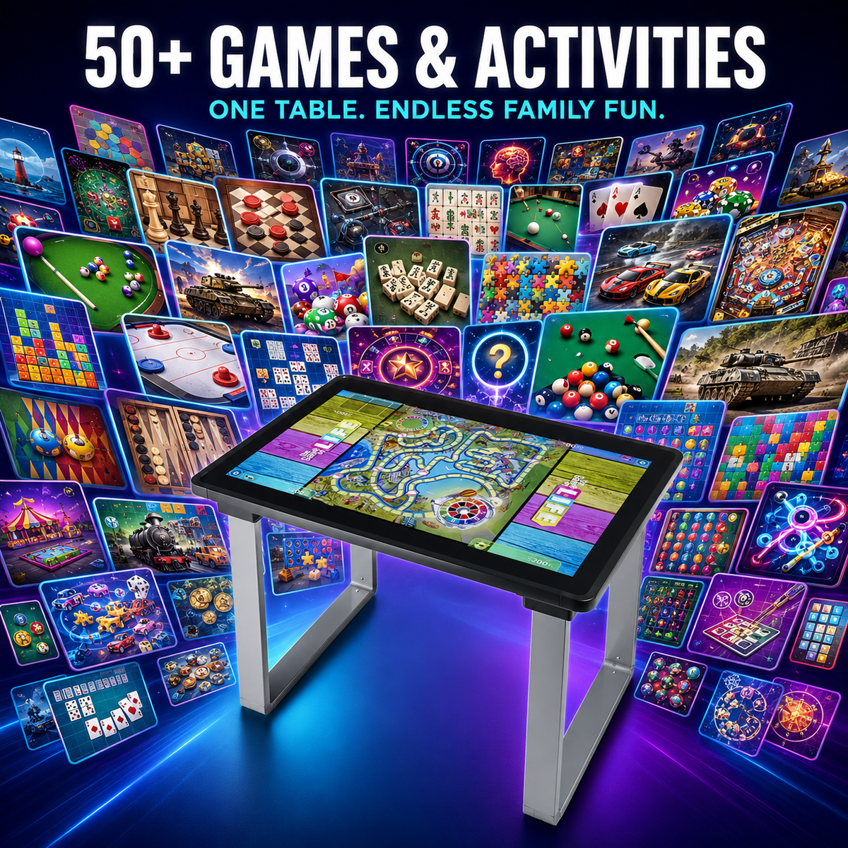 Family playing on a GatherPlay digital game table