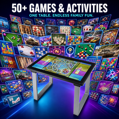 Family playing on a GatherPlay digital game table
